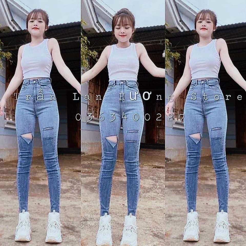 Quần Jeans Loang Màu⚡️ Ôm Đùi Chất Co Giãn Tôn Dáng Siêu Đẹp _ SHOP THƠM PHẠM