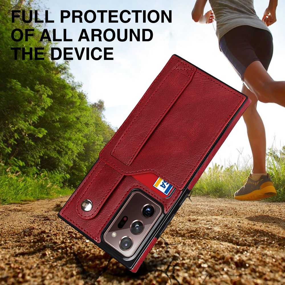 Ốp Điện Thoại Da Tích Hợp Ví Đựng Thẻ Có Dây Đeo Tay Kiểu Doanh Nhân Cho Samsung Galaxy Note 20 / Note 20 Ultra