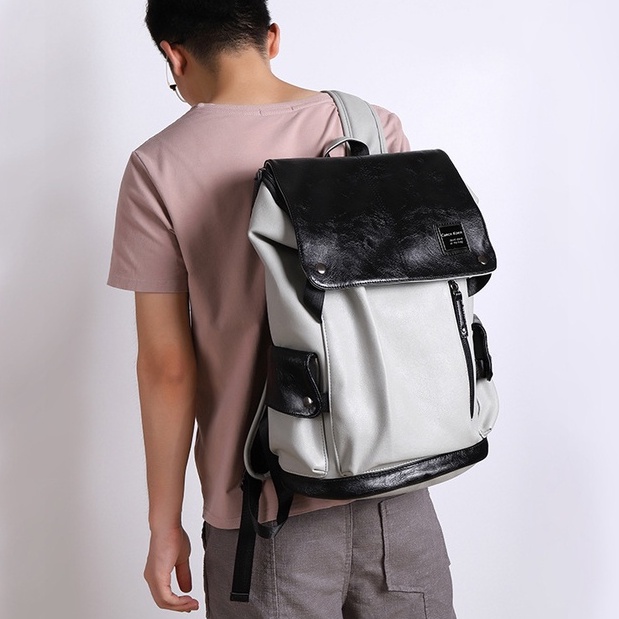 Balo da nam thời trang cặp đi học nam đựng laptop 15.6 inch chống nước Balo nam ulzzang đi chơi da PU balo LV - RIKY