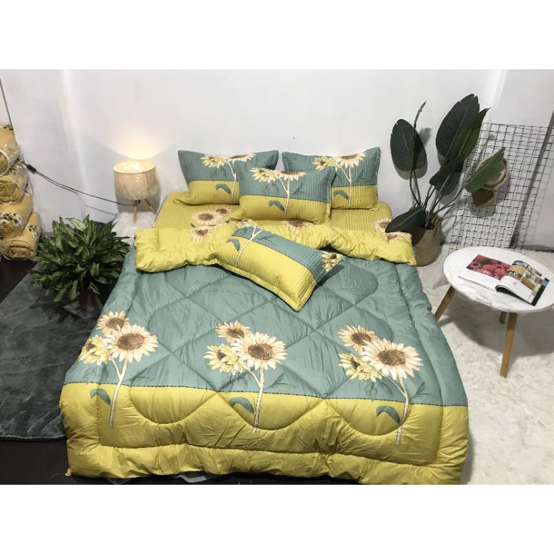 [Sẵn 70 màu] Bộ chăn phao ga gối cotton poly 5 món y ảnh sẵn hàng đủ size | BigBuy360 - bigbuy360.vn