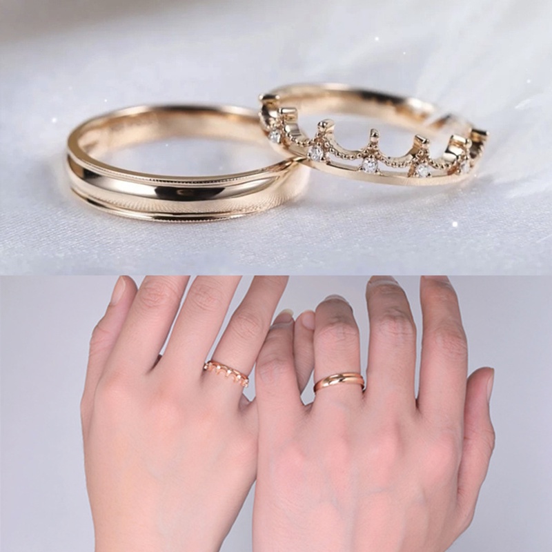 Nhẫn Đôi Mạ Bạc 925 Hình Vương Miện Đính Đá Nhân Tạo Thời Trang