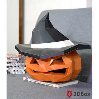 Bí ngô cùng mũ phù thủy – Mô hình Papercraft trang trí Halloween