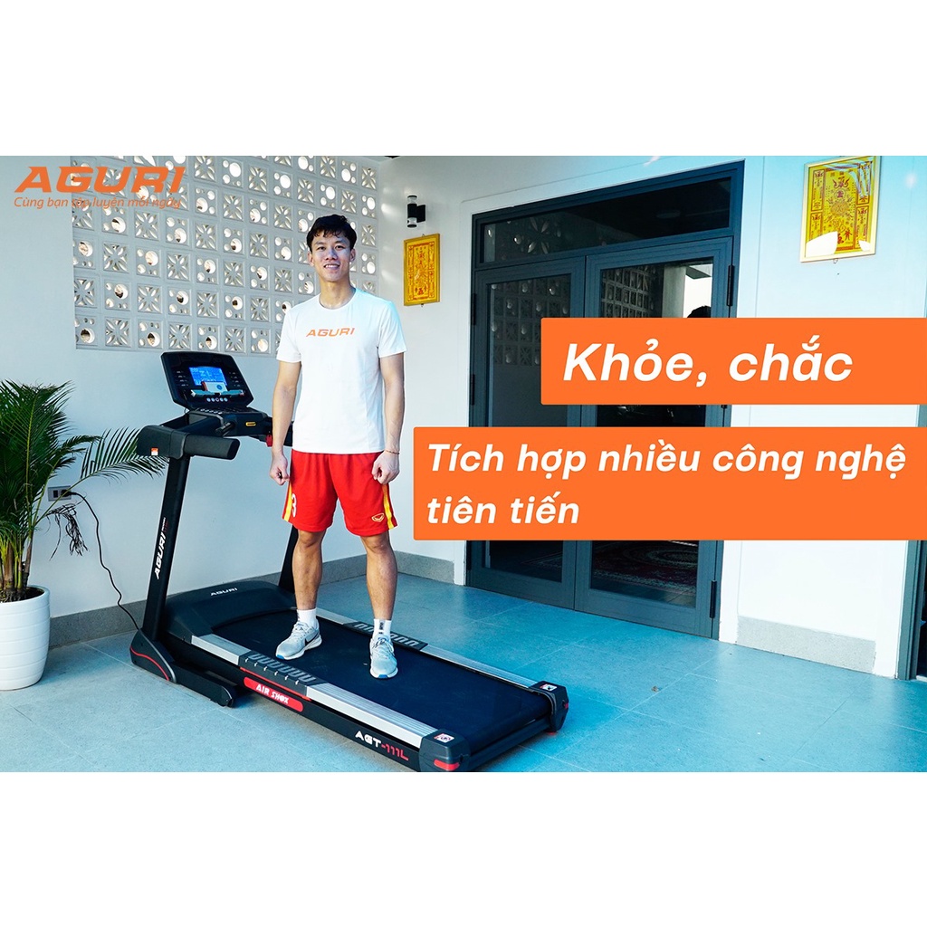 Máy chạy bộ điện cao cấp AGURI AGT-111L khỏe, chắc, thiết kế hiện đại, tích hợp nhiều công nghệ tiên tiến