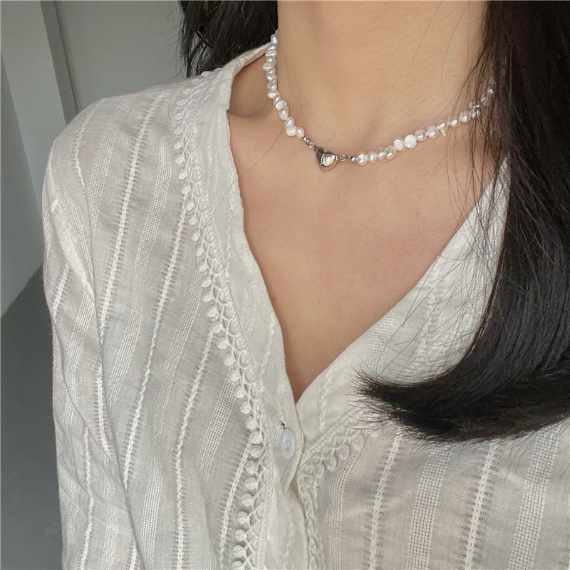 Dây Chuyền Đính Ngọc Trai Nhân Tạo Phong Cách Hàn Quốc Sang Trọng Dành Cho Nữ