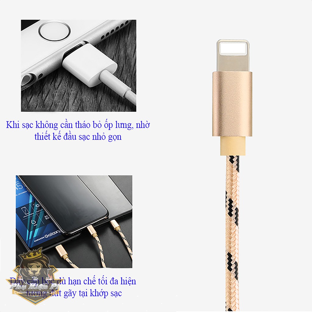 Cáp sạc nhanh/Cáp truyễn dữ liệu chia 3 đầu cắm Micro USB Type-C Lightning tiện dụng dài 1m