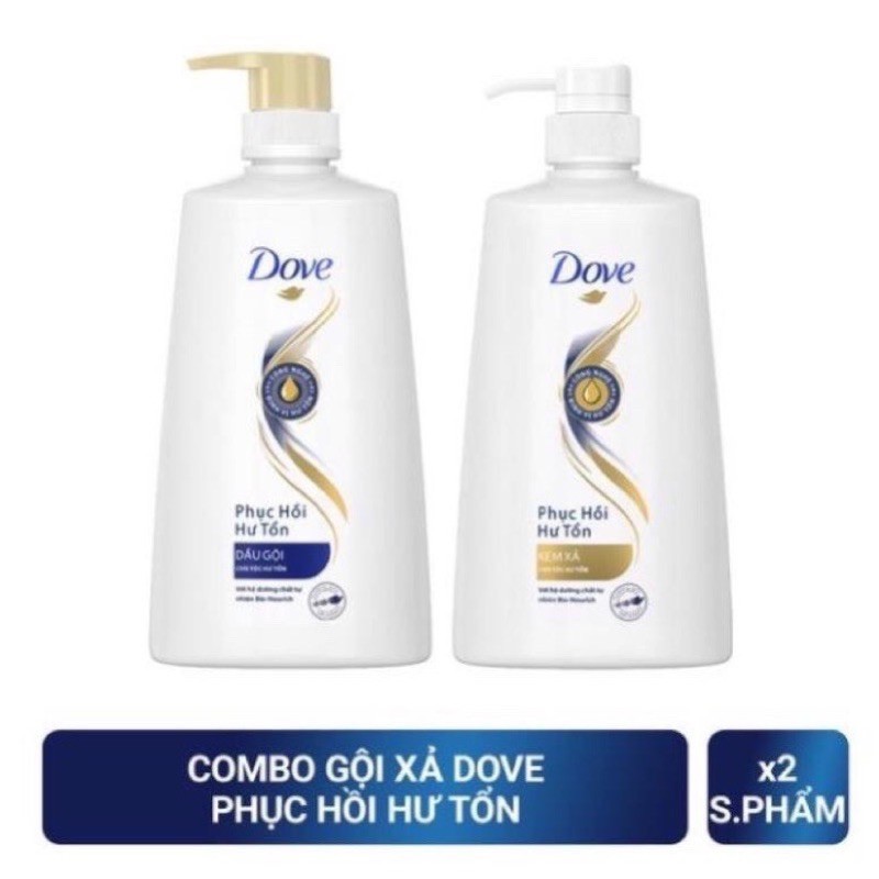 COMBO Dầu Gội và Dầu Xả DOVE 640g và 610g.