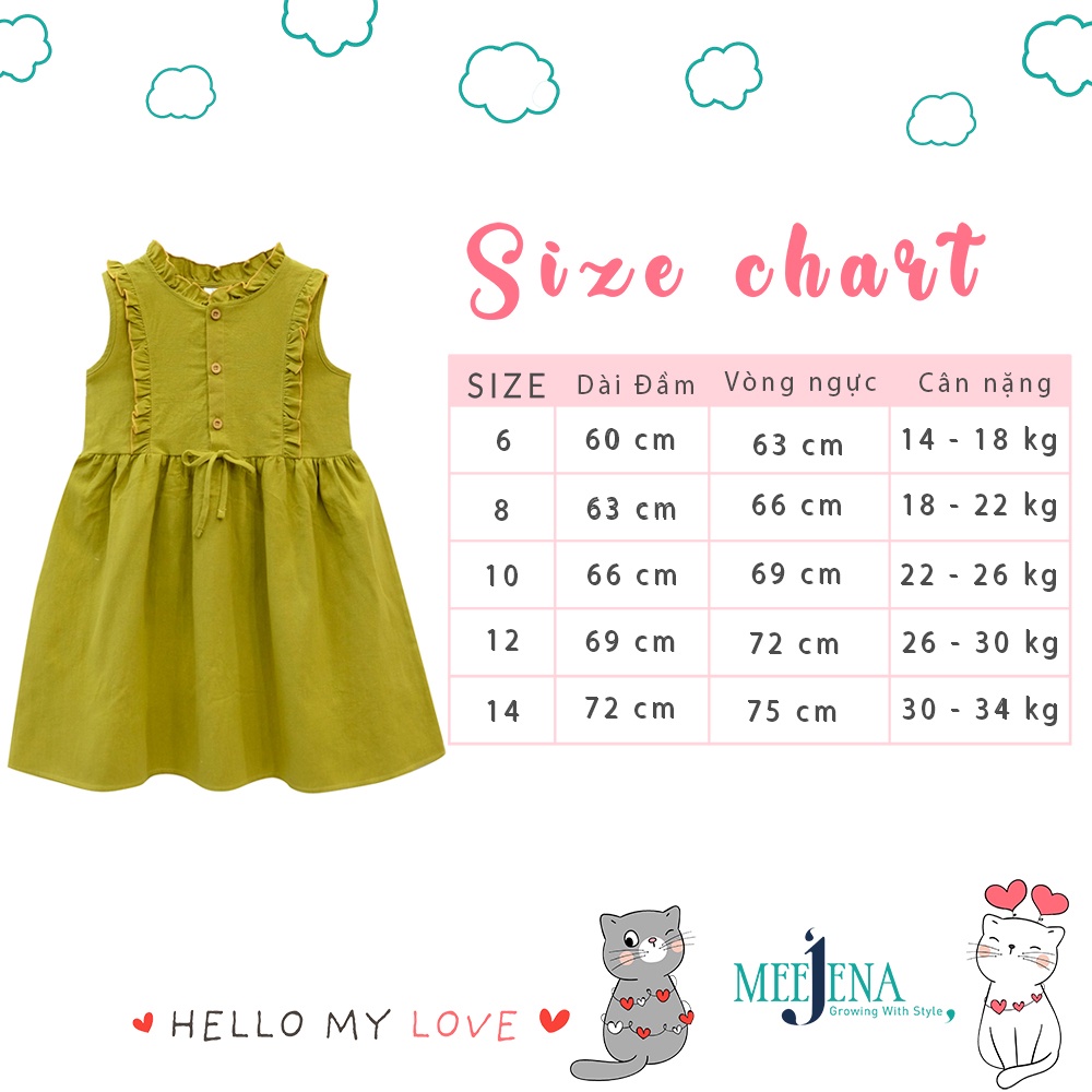Váy bé gái , Váy cho bé gái sát nách từ 14 - 34 kg - MEEJENA 2645