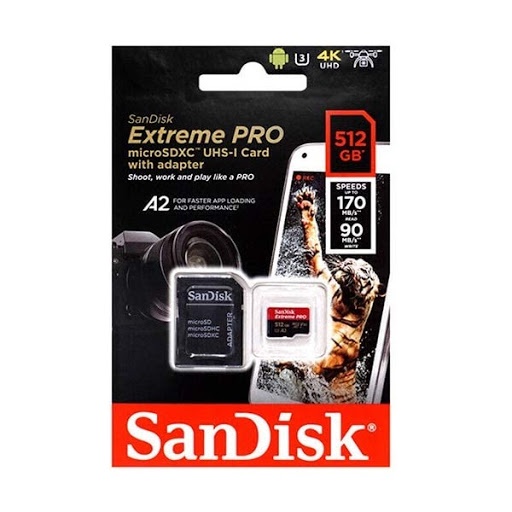 Thẻ nhớ MicroSDXC SanDisk Extreme Pro V30 U3 4K A2 512GB R170MB/s W90MB/s (Đen) - Nhất Tín Computer