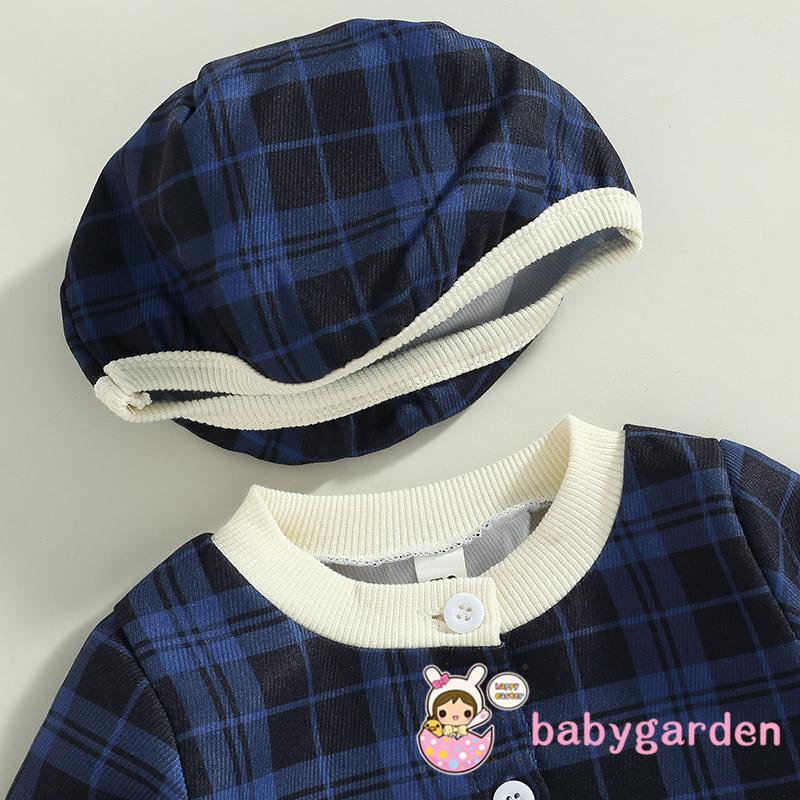 Bộ Áo Liền Quần Tay Dài Cài Nút + Mũ Trùm Đầu Thời Trang Mùa Thu Cho Bé Trai 0-24 Tháng Tuổi