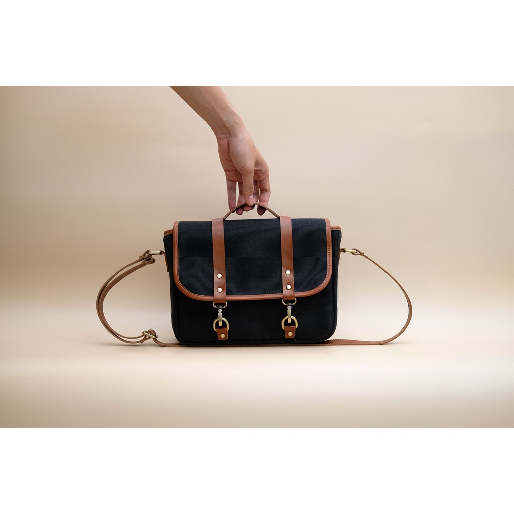 Túi Messenger M - Túi xách cao cấp da bò phối canvas