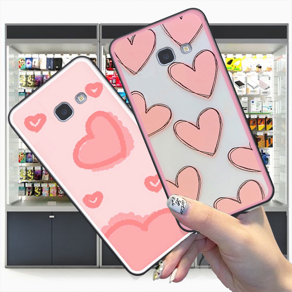 Ốp Samsung A3 2017 / A5 2017 / A7 2017 / A7 2016 in hình trái tim caro đen trắng , hồng cute xinh xắn dễ thương