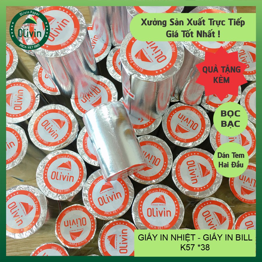 Giấy In Nhiệt Olivin K57 x 38, Giấy in bill, Giấy in máy Pos