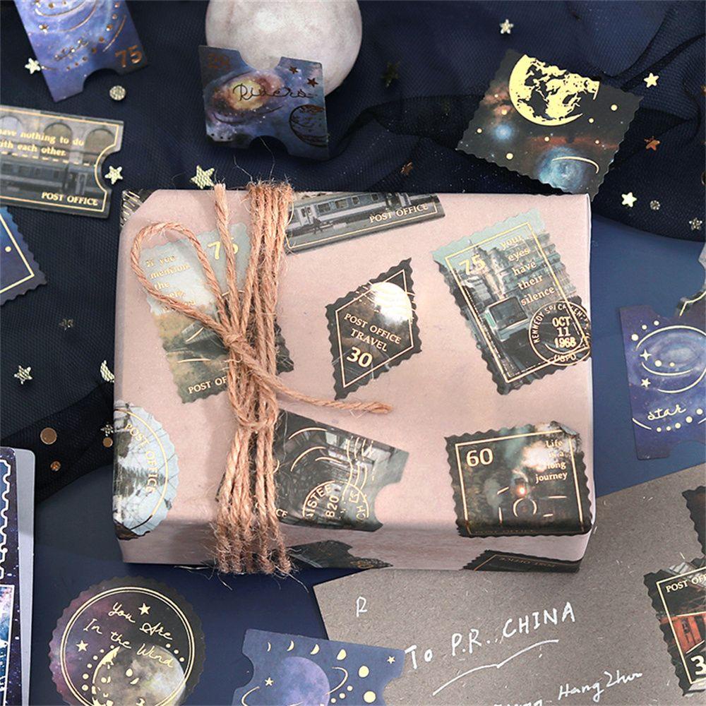 Set 45 Sticker Dán Trang Trí Album Ảnh DIY Hình Khu Rừng Đầy Sao Phong Cách Retro