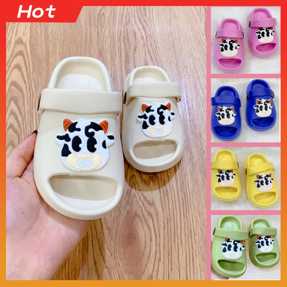 Dép Bánh Mì Quai Hậu Họa Tiết Bò Sữa Cực Đáng Yêu Dành Cho Bé, 5 màu Full size 18-23
