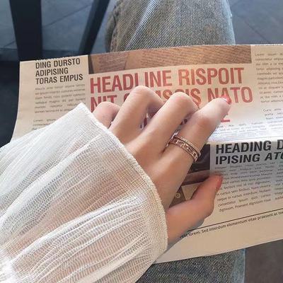 Nhẫn Hở Hai Lớp Đính Đá Zircon Đơn Giản Có Thể Điều Chỉnh Kích Cỡ