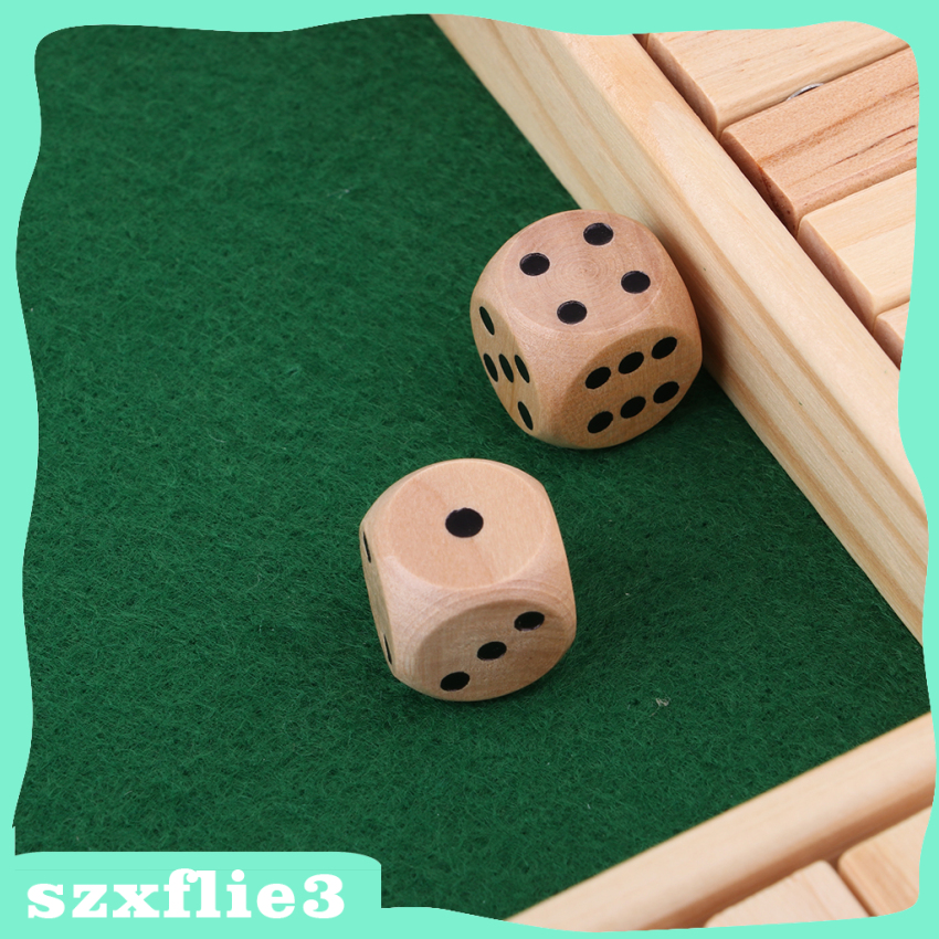 [Szxflie3] Wood Deluxe 4 Sided 10 Number Shut the Box Dice Board Game Kids Adults