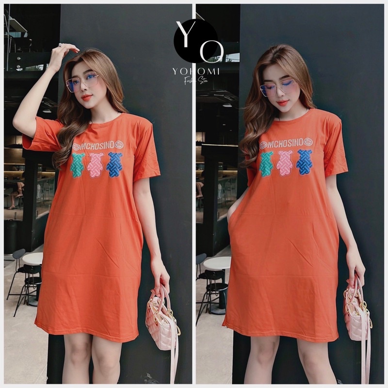 Váy bigsize dáng suông from rộng cổ tròn xẻ tà cao cấp form dưới 70kg