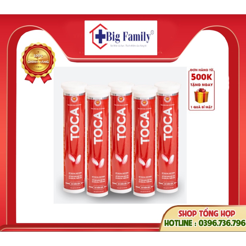 Viên sủi hỗ trợ tăng cân Toca - giúp ăn ngon, giảm mệt mỏi - Combo 5 tuýp
