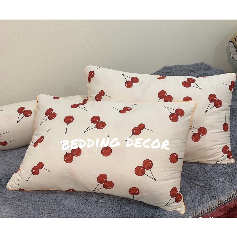 Ruột gối nằm bông sơ tinh khiết kích thước 40-65cm hoạ tiết Cherry Đỏ