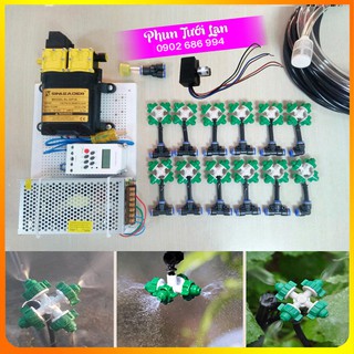 Máy Bơm Đôi Tưới Phun Sương Béc 4 Hướng cho Giàn Lan, Hoa, Cây Cảnh Tưới Cây Tự Động