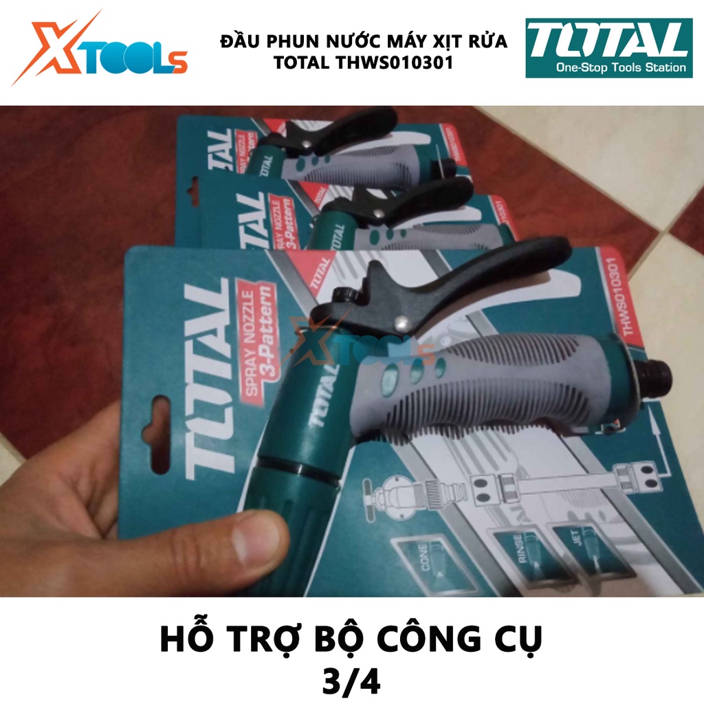 Vòi xịt tưới cây đa năng TOTAL THWS010301 Đầu phun nước máy xịt Đầu phun nhựa 3 chiều Bộ công cụ 3/4 &quot; Thân nhựa ABS TPR