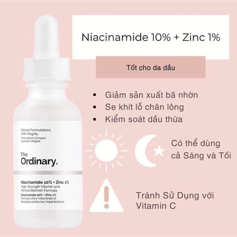 Serum The Ordinary Niacinamide 10% + Zinc 1% – Serum Chống Viêm, Giảm Kích Ứng Dành Cho Da Mụn | BigBuy360 - bigbuy360.vn