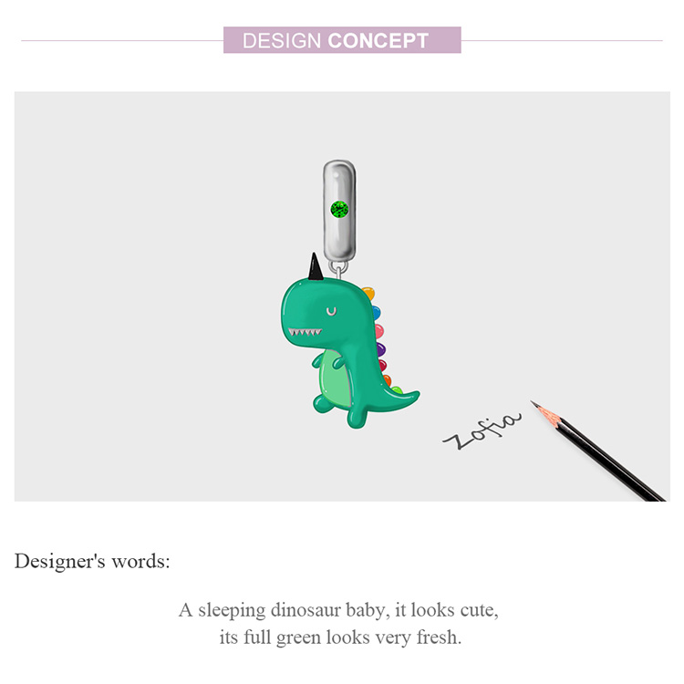 Mặt Dây Bamoer BSC460 Hình Khủng Long Nhỏ Bằng Bạc S925 100% Thời Trang DIY