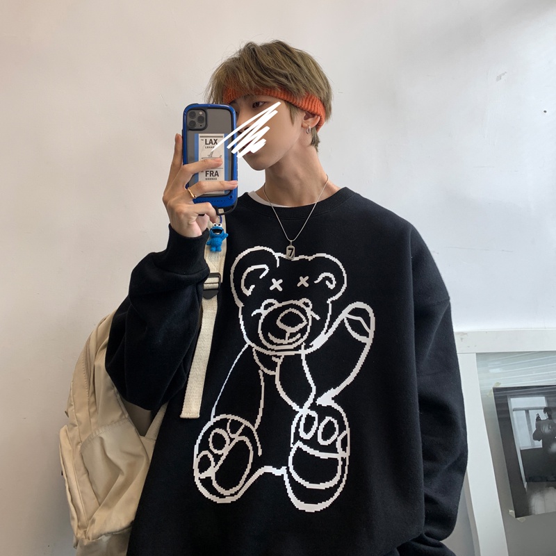 Áo Sweater Cổ Tròn In Hình Gấu Dễ Thương Thời Trang Cho Cặp Đôi Size M-5XL