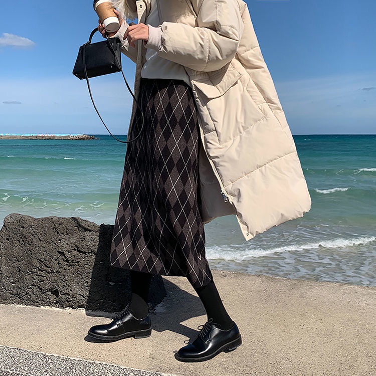Chân Váy Len Dài Lưng Cao Thời Trang Thu Đông Hàn Quốc 2023 Cho Nữ