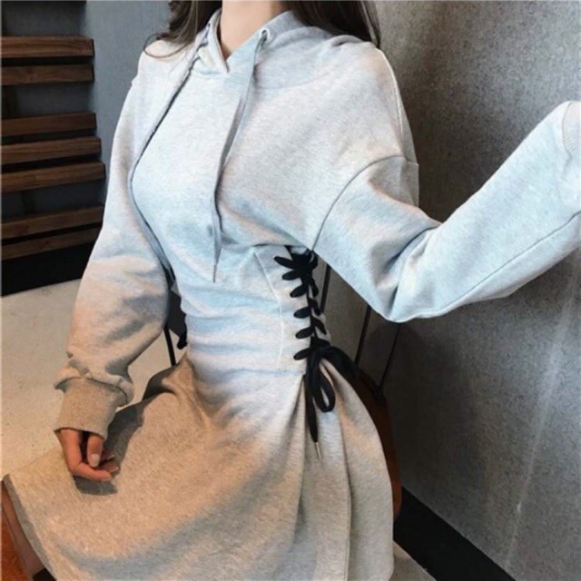 [ORDER] Đầm thun hoodie sporty thể thao dây thắt