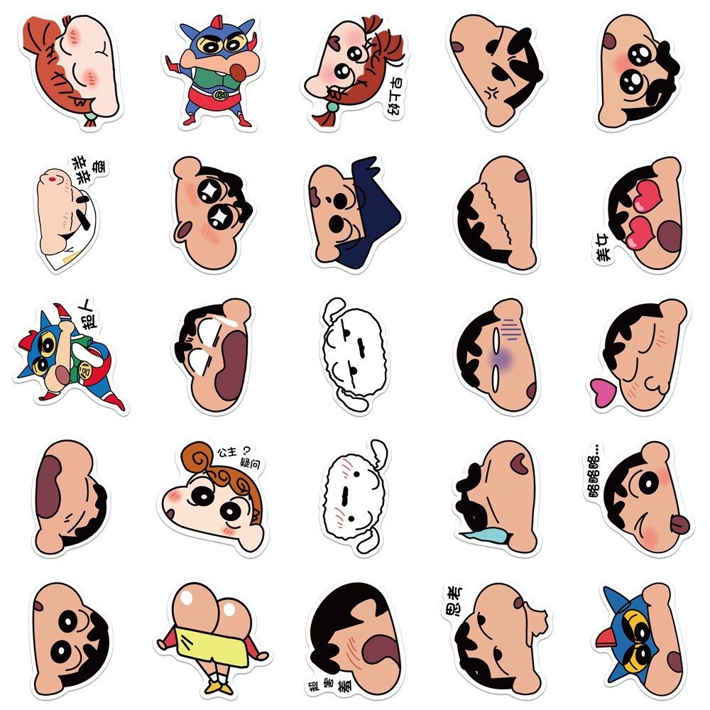 Bộ 50 Miếng Dán Hình Cậu Bé Bút Chì Shin Dễ Thương Trang Trí Vali / Ván Trượt / Laptop / Xe Đạp Diy