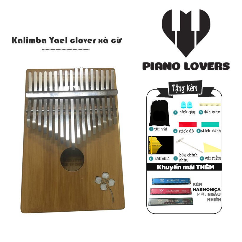 Đàn Kalimba 17 phím Yael Clover Xà Cừ Tặng Kèm Kèn Harmonica Và nhiều phụ kiện đi kèm khác - HÀNG CÓ SẴN