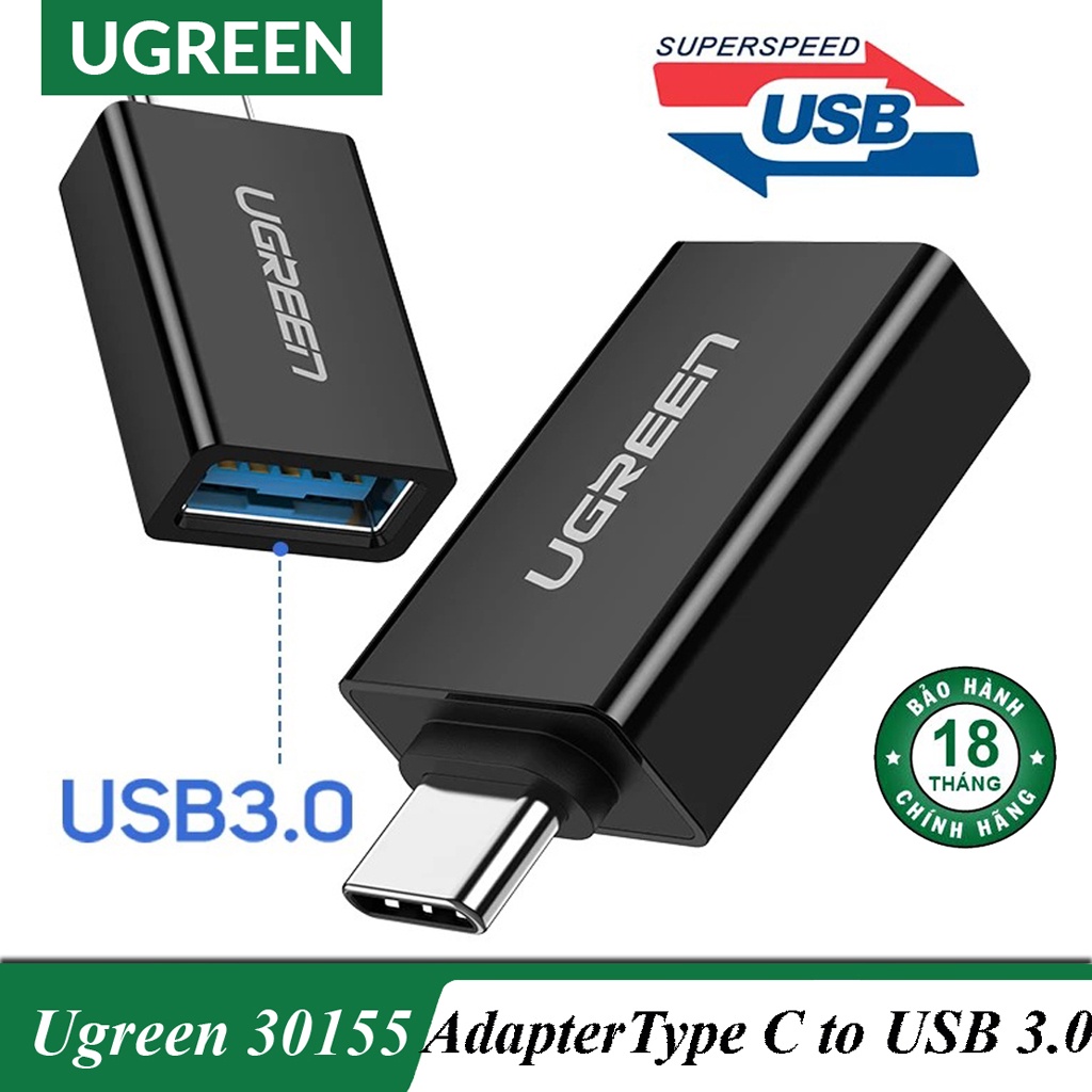 USB 3.1 Type C to USB 3.0 Type A female adapter UGREEN 30155 Chính Hãng