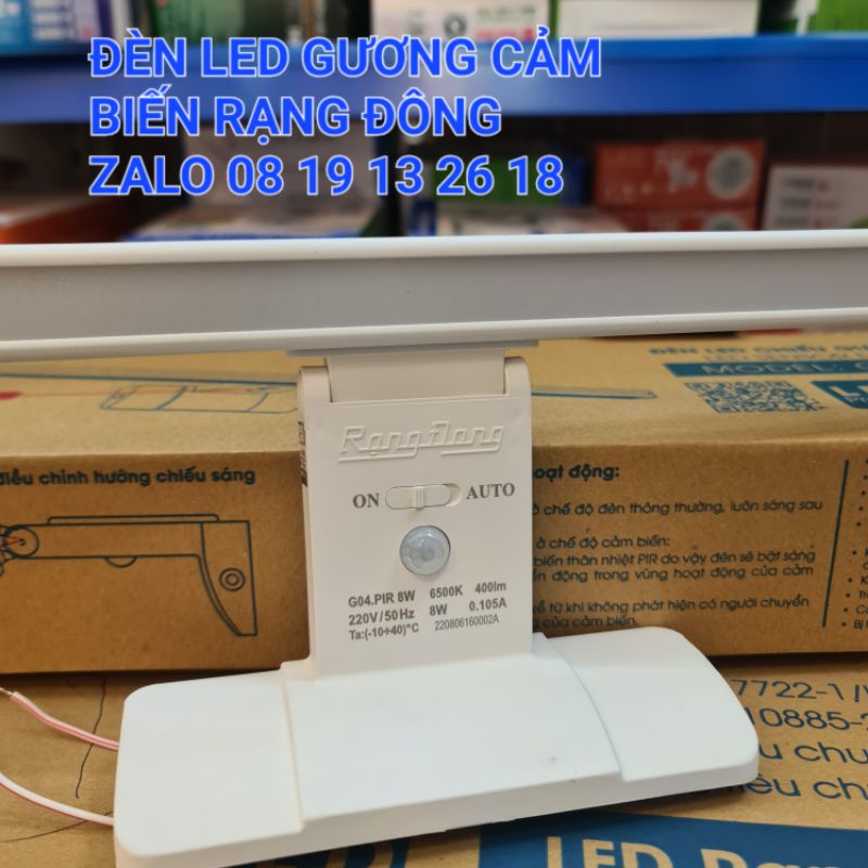 Đèn Led GƯƠNG Cảm Biến 8W Rạng Đông, thông minh cao cấp, mã G04.PIR 8W