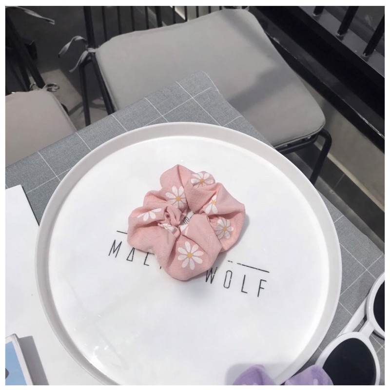 [RẺ VÔ ĐỊCH] Cột tóc scrunchies hoa cúc vải thun gân
