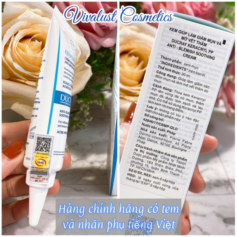 [Chính Hãng] Kem Dưỡng DUCRAY Keracnyl PP Anti-Blemish Soothing Cream (30ml) - Giảm Mụn, Kiềm Dầu