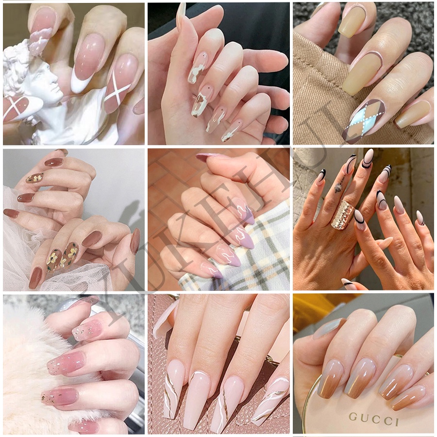 YUKEHUI móng tay giả móng giả móng tay mống tay giả bộ 24 móng tay giả sét 24 móng tay giả keo Dụng cụ  Phụ kiện Làm đẹp