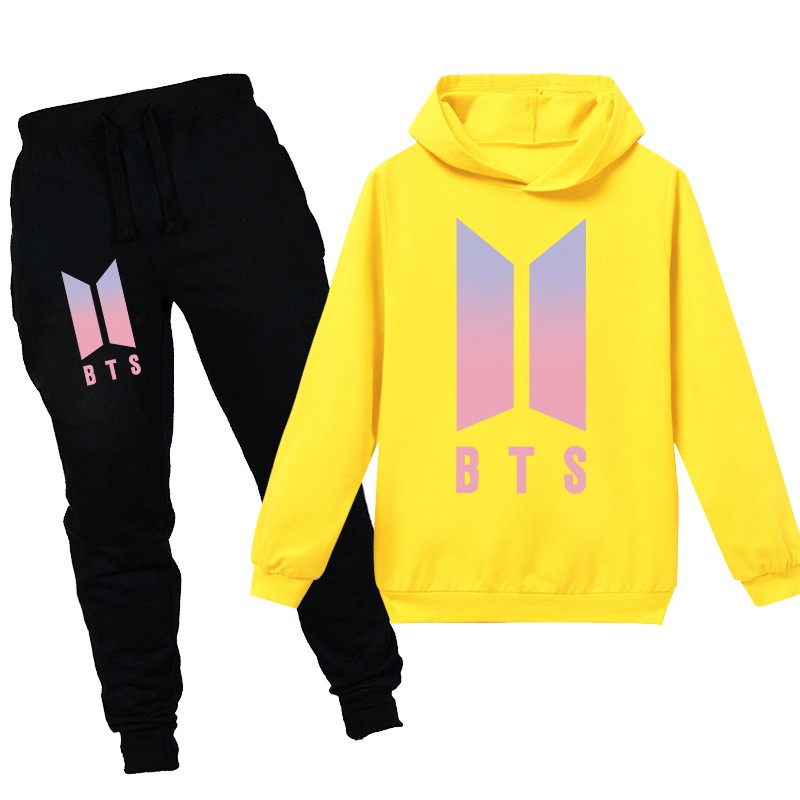 Thời Trang Set 2 Món Áo Hoodie + Quần Dài In Hình Nhóm Nhạc Bts Cho Bé