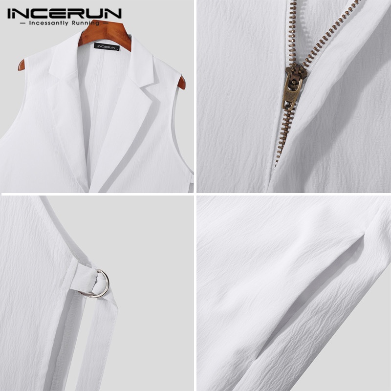 Set trang phục INCERUN gồm áo tank top + quần dài ống rộng thời trang dự tiệc cho nam