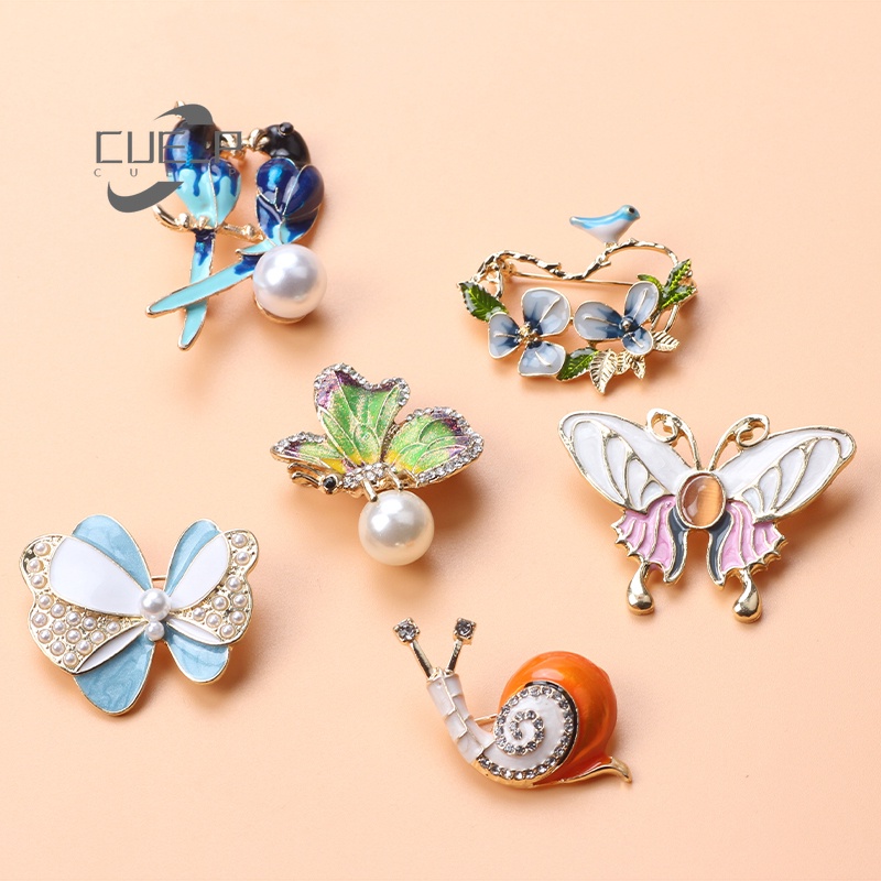 Trâm Cài Áo Hình Côn Trùng/Chim Ốc Sên Tráng Men Quà Tặng Cho Bạn Bè