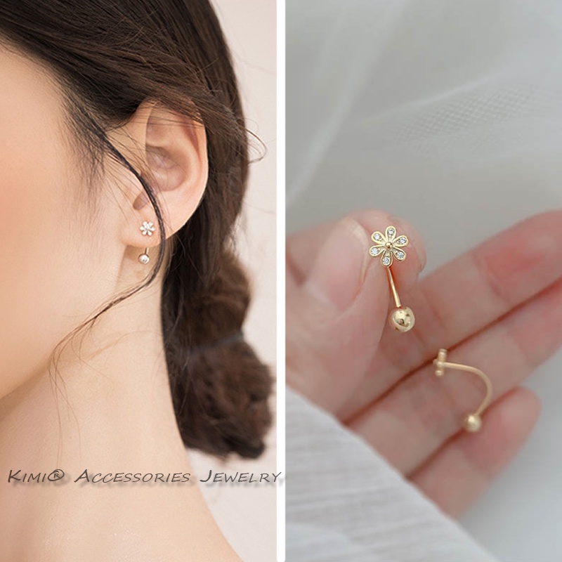 Bông Tai Cá Tính Bông Tai Titan Nữ Bông Tai Hình Hoa Mạ Vàng 14k Xinh Xắn Thời Trang Cho Nữ