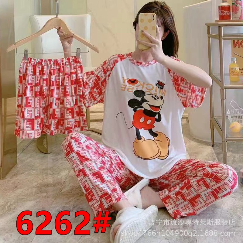 Đồ bộ nữ big size quần dài 50-70Kg mặc nhà bộ ngủ nữ in hình dễ thương cute TOZZO SET3