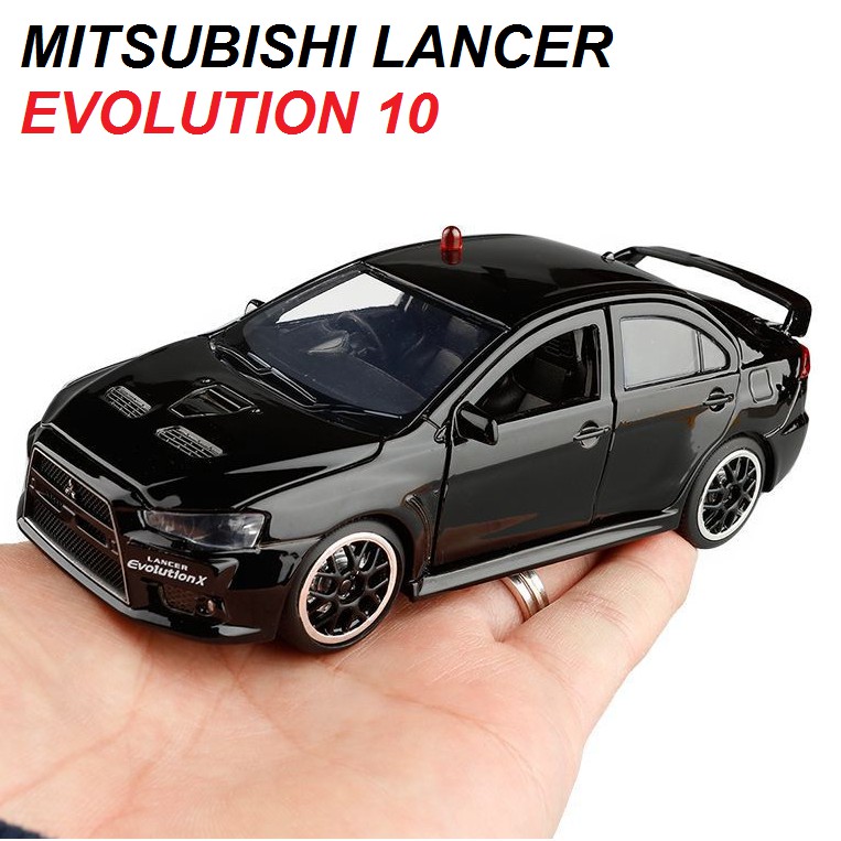 Xe mô hình ô tô Mitsubishi Lancer Evolution X tỉ lệ 1:32 xe mô hình làm bằng kim loại có đèn và âm thanh cảnh sát