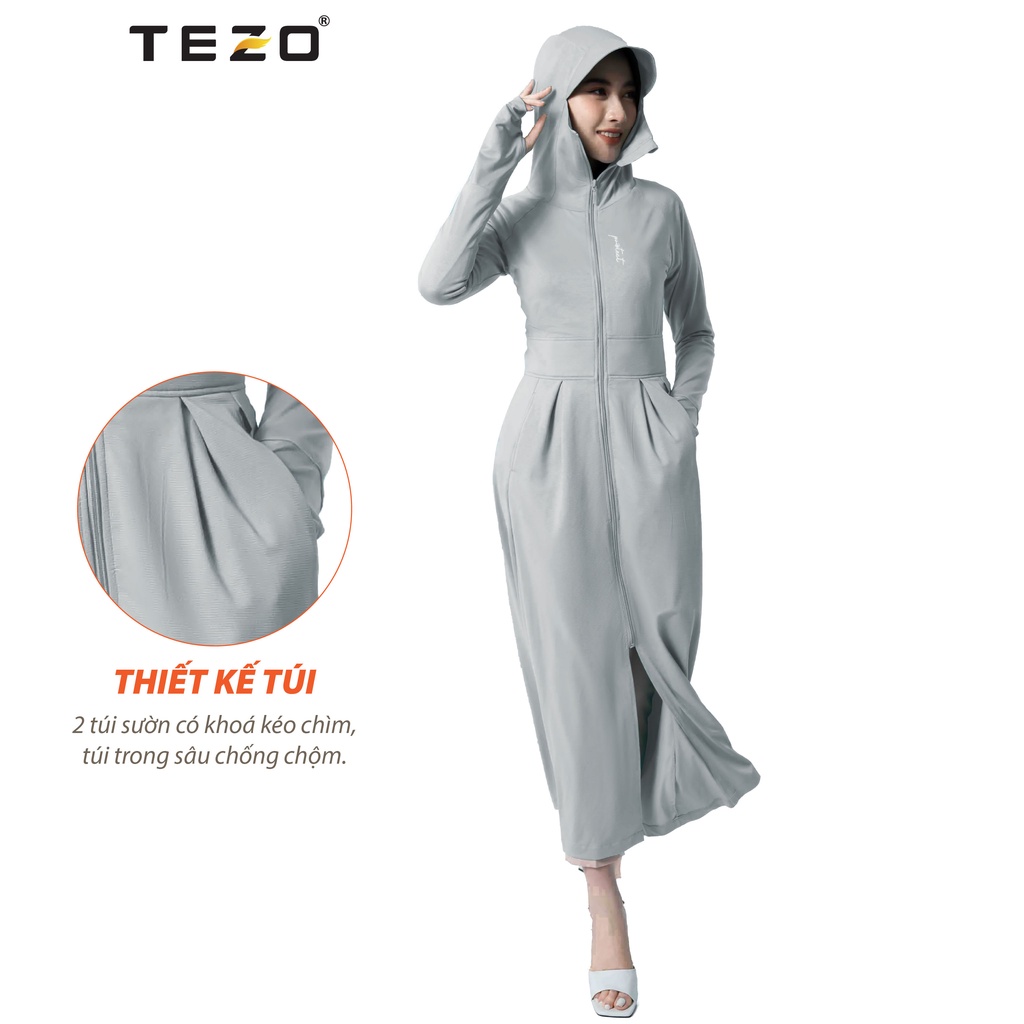 Áo chống nắng nữ dáng dài Tezo thoáng khí, thấm hút mồ hôi, chống tia cực tím vượt trội 2201ACND01