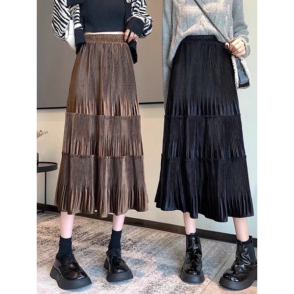 Chân váy nhung tuyết 3 tầng midi QC siêu xinh