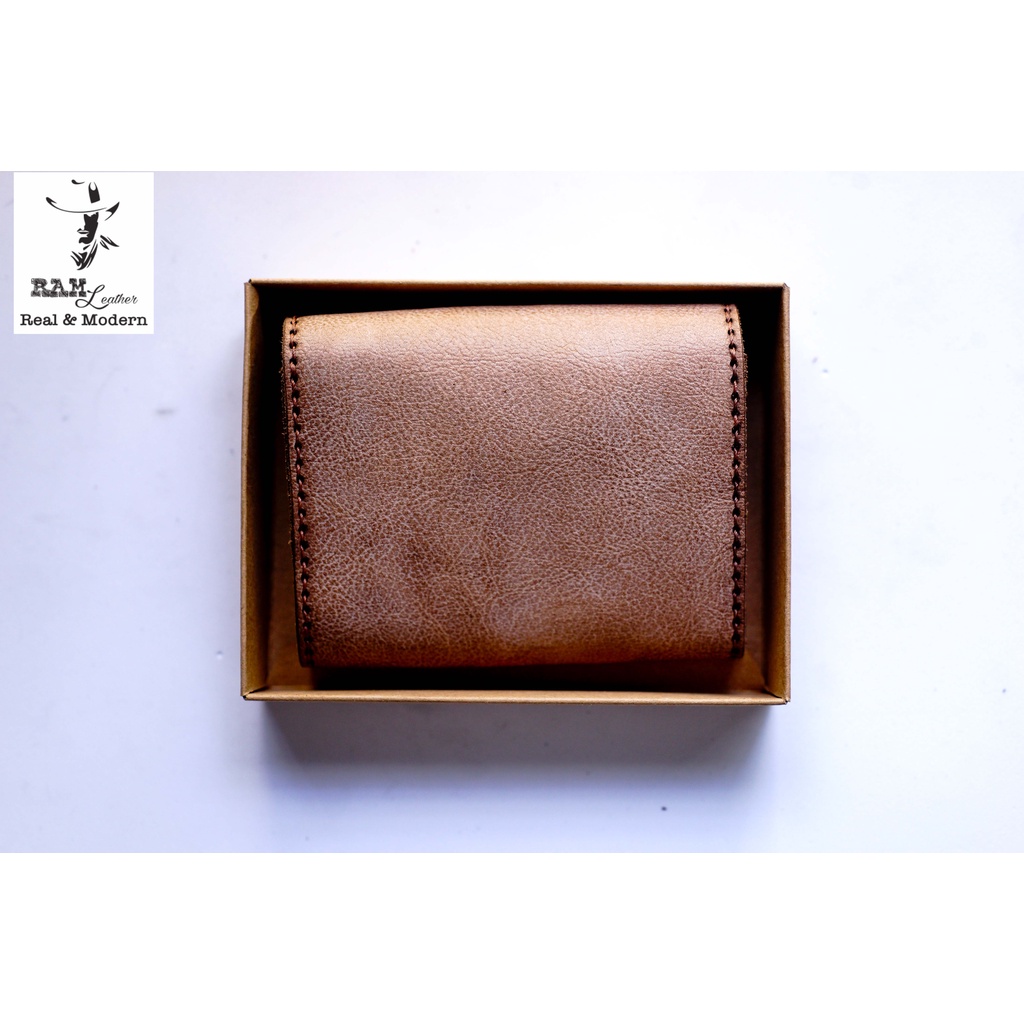 Ví nam Nữ RAM Leather Handmade Da Bò Vân Hạt Sáng