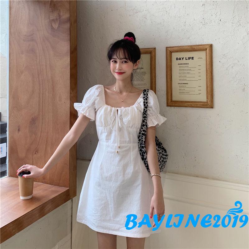 Đầm Nữ Tay Phồng Cổ Vuông Màu Trơn Thời Trang | BigBuy360 - bigbuy360.vn