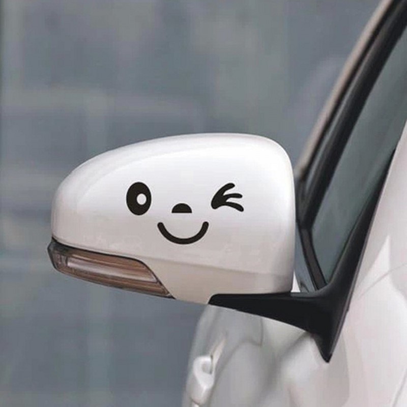 Cặp sticker dán trang trí gương chiếu hậu xe hơi hình mặt cười dễ thương