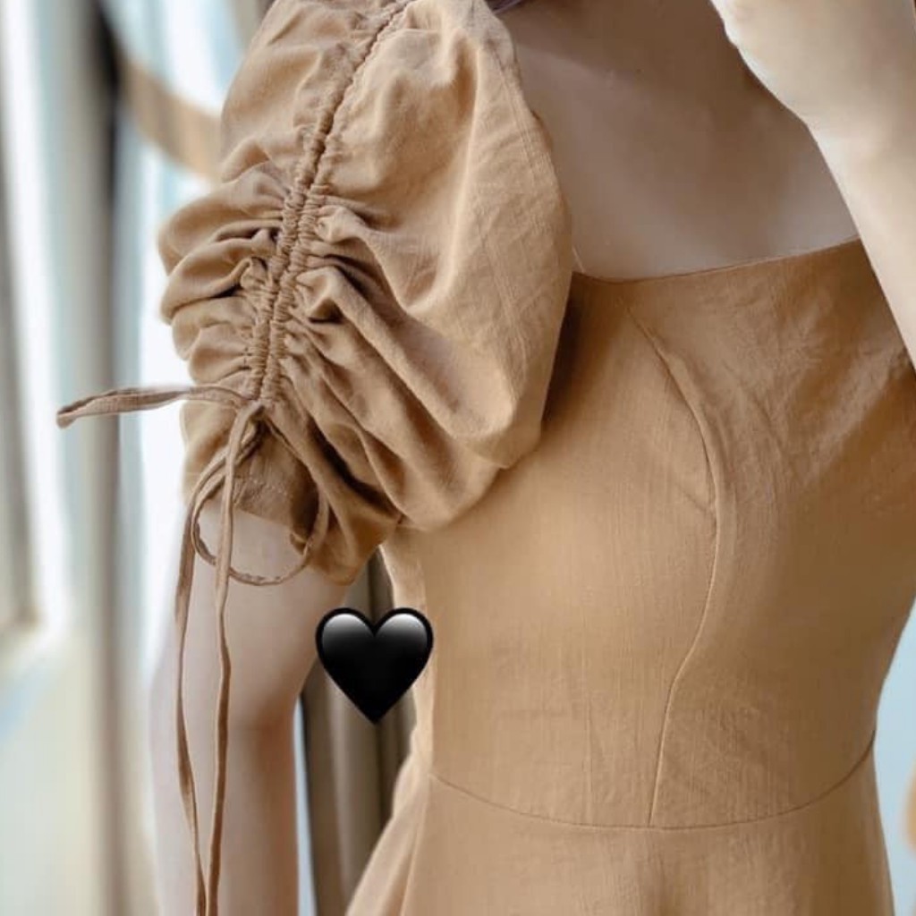 Đầm dự tiệc cổ vuông tay bồng rút dây sang chảnh | BigBuy360 - bigbuy360.vn