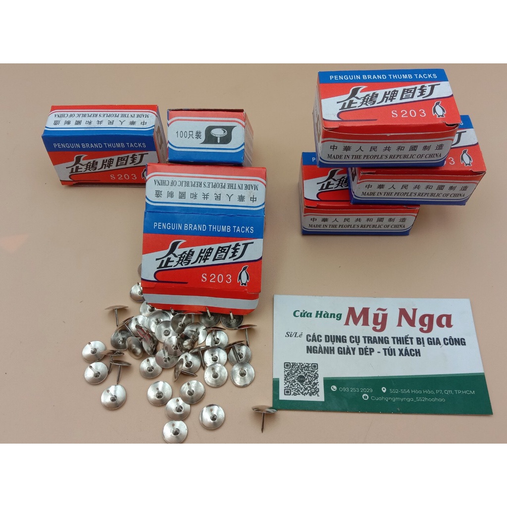 đinh dù màu bạc hiệu chim cánh cụ ( hộp 100 cái )